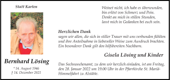 Anzeige von Bernhard Lösing 