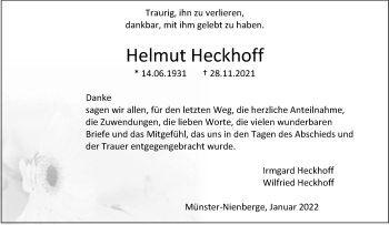 Anzeige von Helmut Heckhoff 
