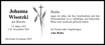 Anzeige von Johanna Wisotzki 
