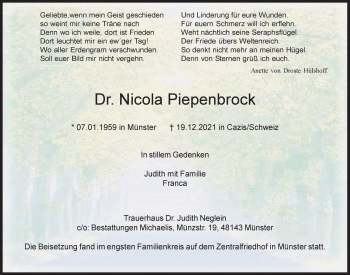 Anzeige von Nicola Piepenbrock 