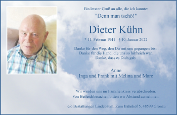 Anzeige von Dieter Kühn 