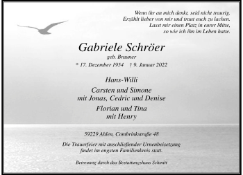 Anzeige von Gabriele Schröer 