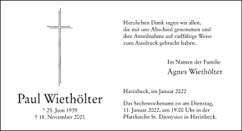 Anzeige von Paul Wiethölter 