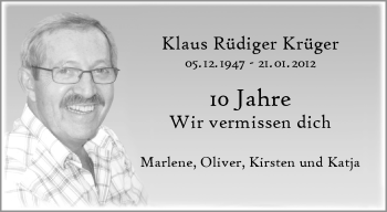Anzeige von Klaus Rüdiger 