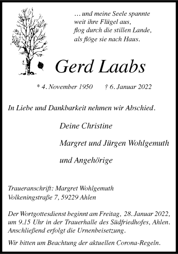 Anzeige von Gerd Laabs 