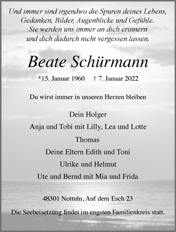 Anzeige von Beate Schürmann 