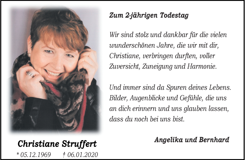  Traueranzeige für Christiane Struffert vom 06.01.2022 aus 