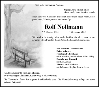 Anzeige von Rolf Nollmann 