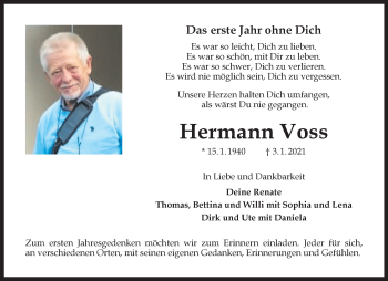 Anzeige von Hermann Voss 
