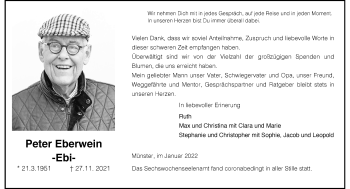 Anzeige von Peter Eberwein 