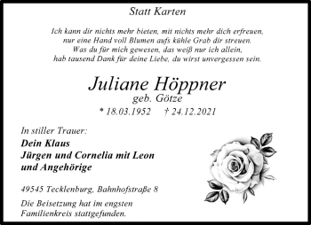 Anzeige von Juliane Höppner 