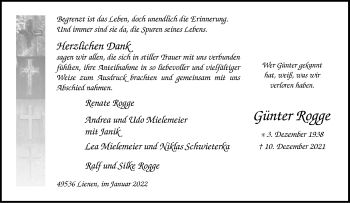 Anzeige von Günter Rogge 
