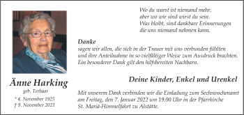 Anzeige von Änne Harking 
