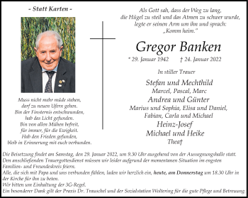 Anzeige von Gregor Banken 