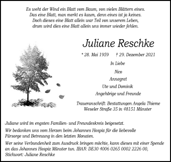 Anzeige von Juliane Rechke 