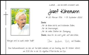 Anzeige von Josef Könemann 