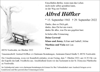 Anzeige von Alfres Höffker 