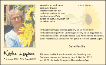 Anzeige von Käthe Leefken 