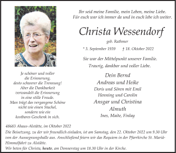 Anzeige von Christa Wessendorf 