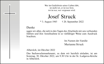 Anzeige von Josef Struck 