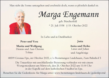 Anzeige von Marge Engemann 