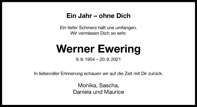  Traueranzeige für Werner Ewering vom 01.10.2022 aus 