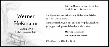 Anzeige von Werner Heßmann 
