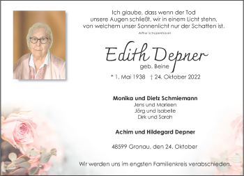 Anzeige von Edith Depner 