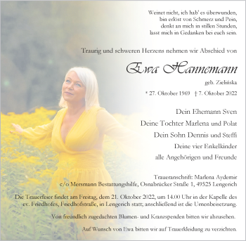 Anzeige von Ewa Hannemann 