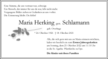 Anzeige von Maria Herking 