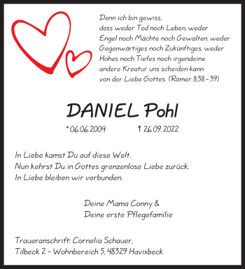 Anzeige von Daniel Pohl 