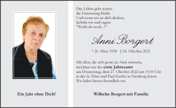 Anzeige von Anni Borgert 