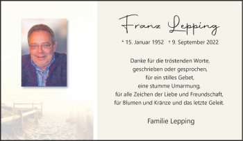 Anzeige von Franz Lepping 