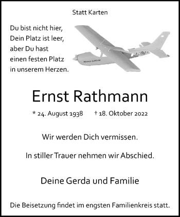 Anzeige von Ernst Rathmann 