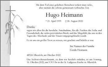 Anzeige von Hugo Heimann 