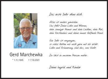 Anzeige von Gerd Marchewka 
