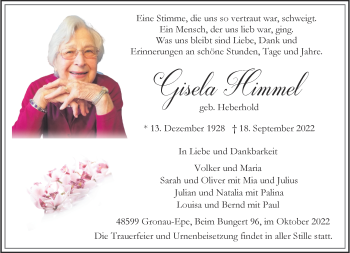Anzeige von Gisela Himmel 