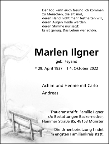 Anzeige von Marlen Ilgner 