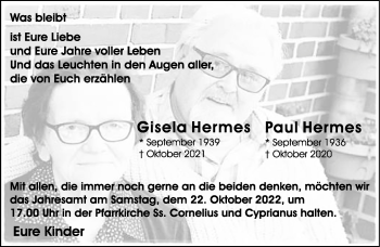 Anzeige von Paul Hermes 