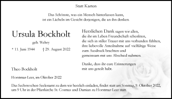 Anzeige von Ursula Bockholt 