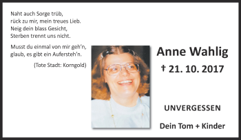Anzeige von Anne Wahlig 