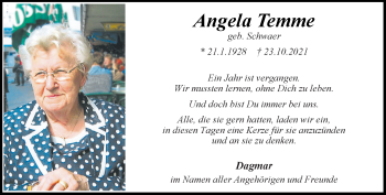 Anzeige von Angela Temme 