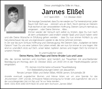 Anzeige von Jannes Ellßel 