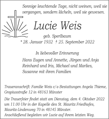 Anzeige von Lucie Weis 