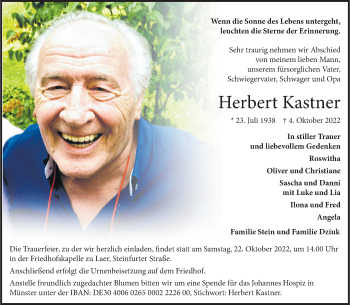 Anzeige von Herbert Kastner 