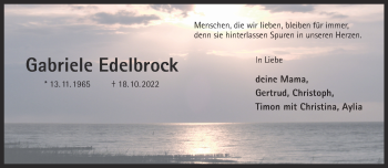 Anzeige von Gabriele Edelbrock 
