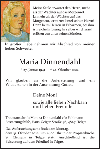Anzeige von Maria Dinnendahl 