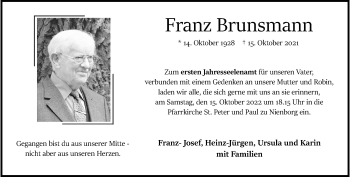 Anzeige von Franz Brunsmann 