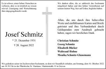 Anzeige von Josef Schmitz 