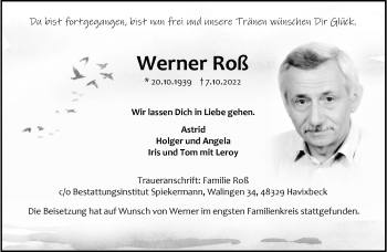 Anzeige von Werner Roß 